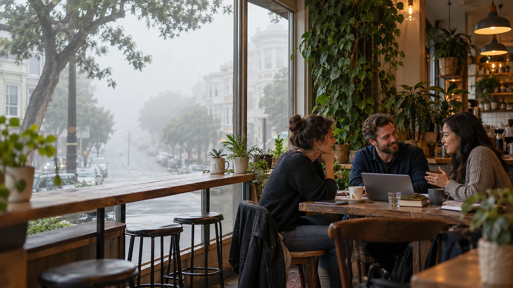 Raise Networks team collaborating over coffee in a San Francisco cafe
